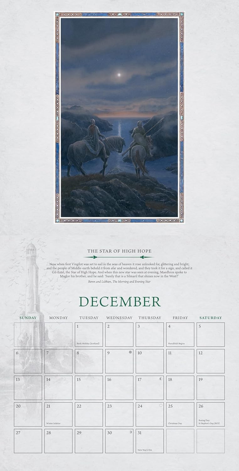 Calendario Tolkien 2026 (diciembre)