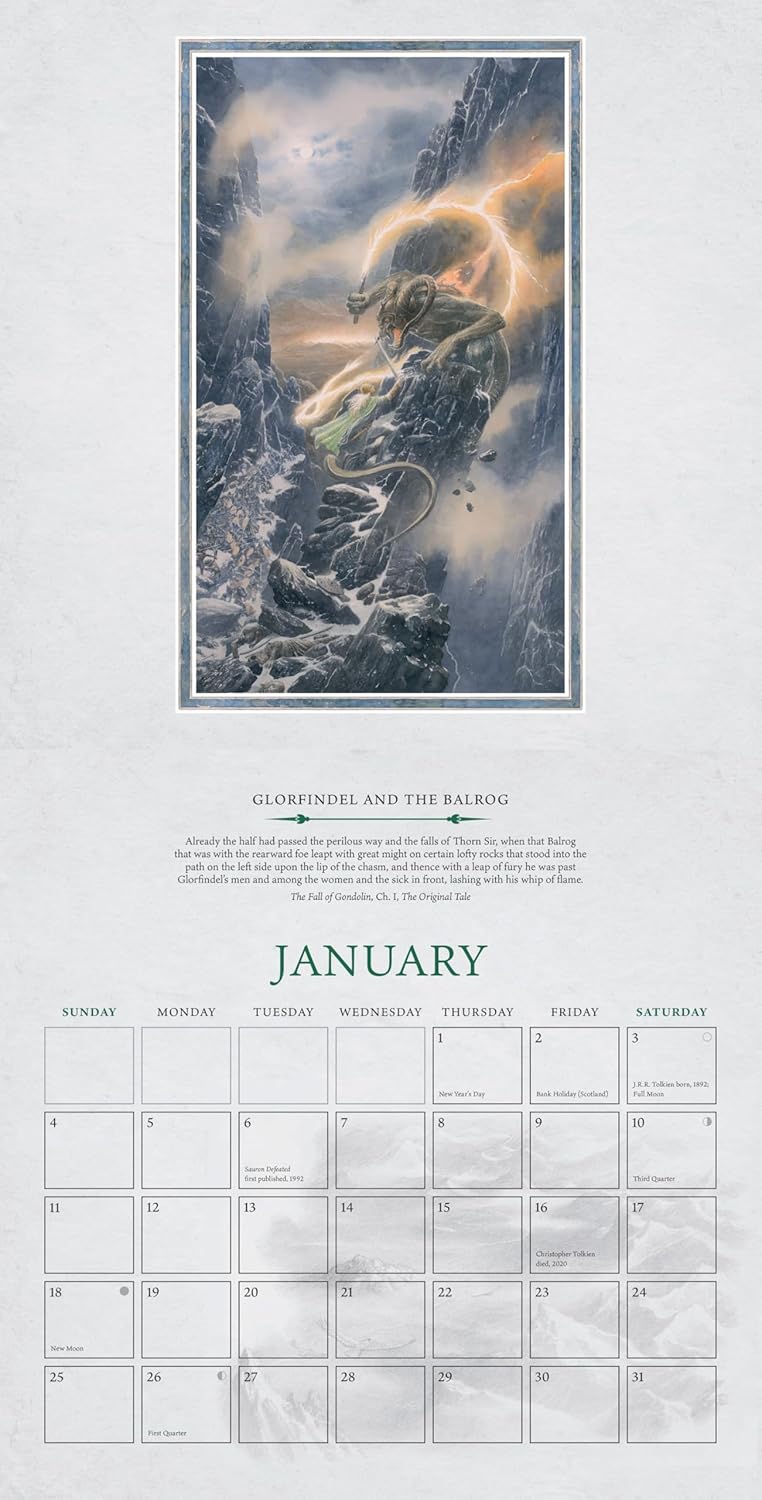 Calendario Tolkien 2026 (enero)