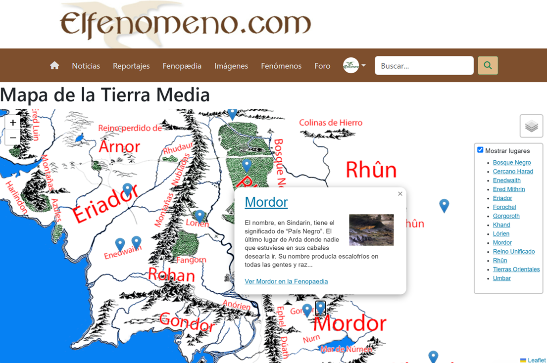 Mapa Interactivo de la Tierra Media en Elfenomeno.com