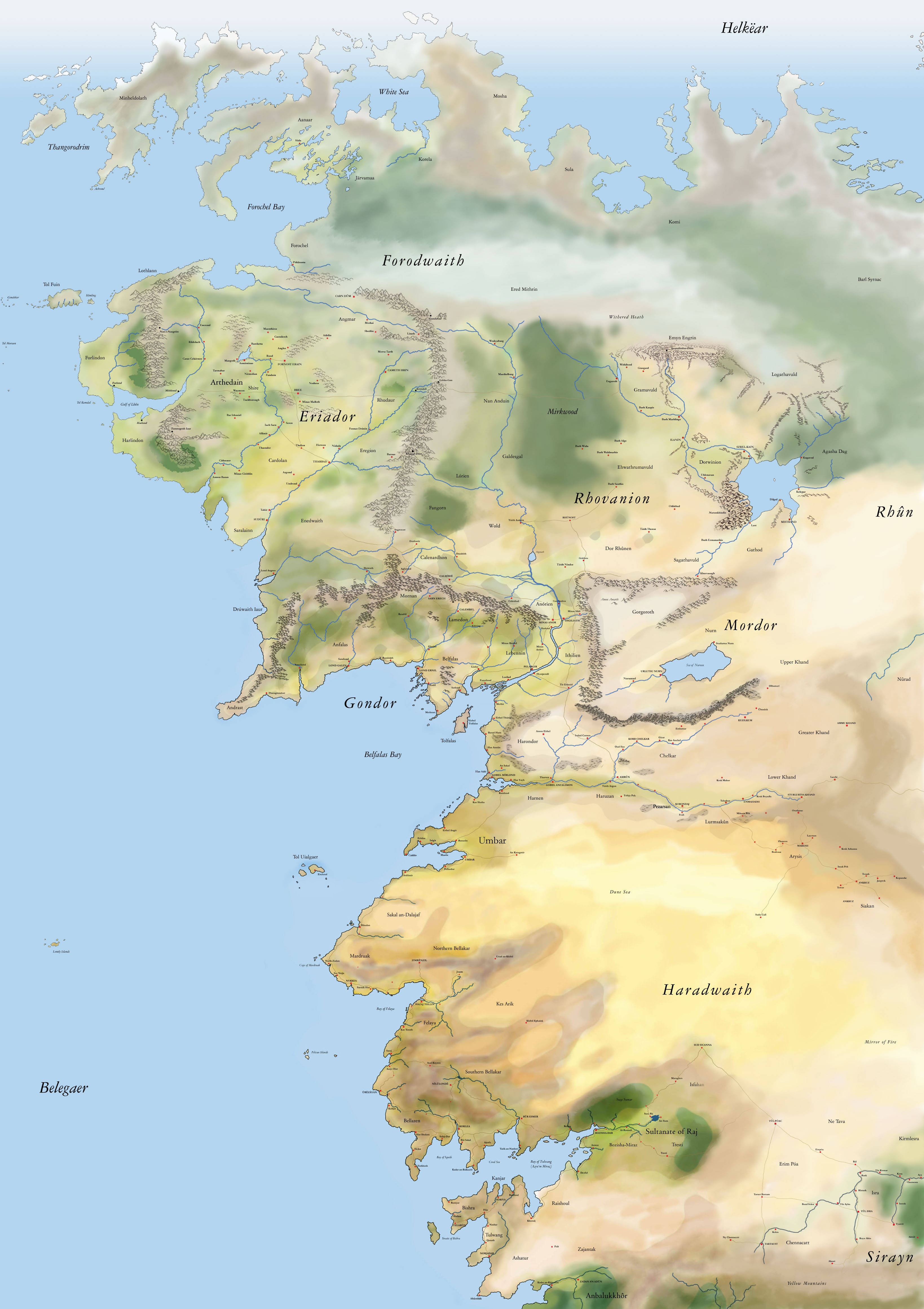 Mapa del Noroeste de la Tierra Media