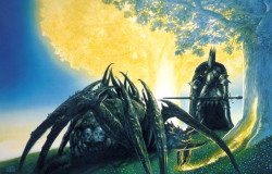 Melkor y Ungoliant frente a los Dos Árboles: John Howe