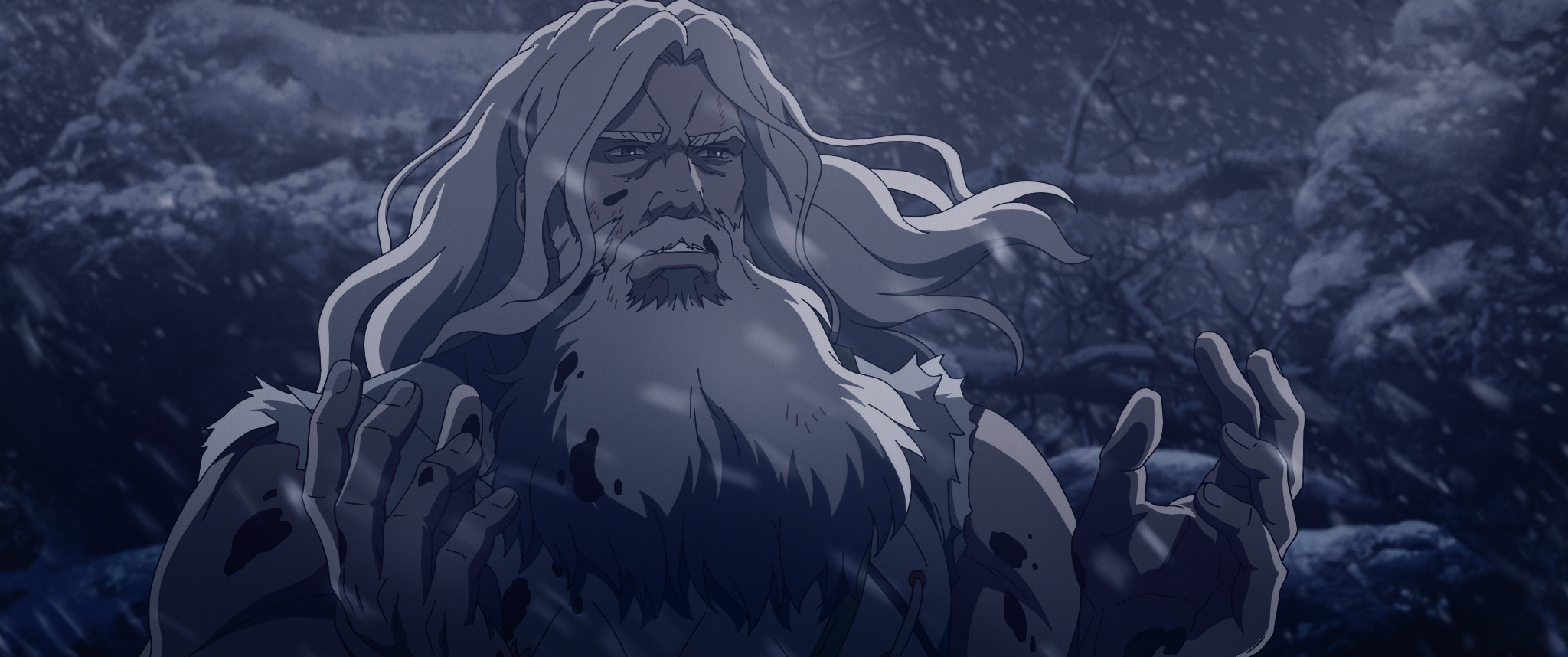 Helm durante la tormenta de nieve en La Guerra de los Rohirrim