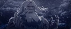 Helm durante la tormenta de nieve en La Guerra de los Rohirrim
