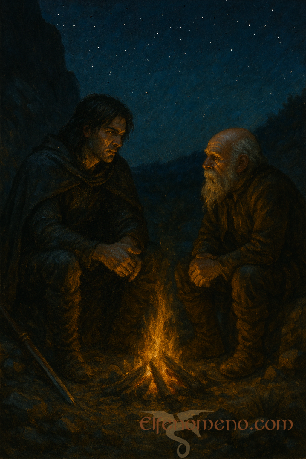 Túrin y Mîm conversan en la noche