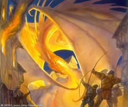 Arqueros de los Hombres de Lago luchan contra Smaug