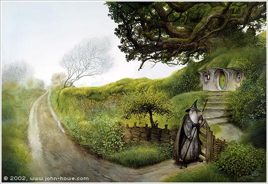 Gandalf regresa a Hobbiton, de John Howe