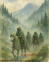 Dân (o Lenwë) guiando a su pueblo