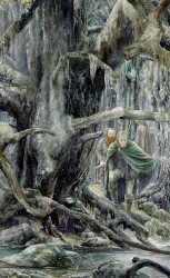 Aragorn, Legolas y Gimli en Fangorn, de Alan Lee