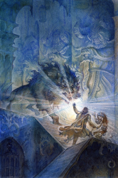 Carcharoth bloquea la huída de Beren y Lúthien