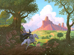 Gandalf y Pippin llegando a Minas Tirith